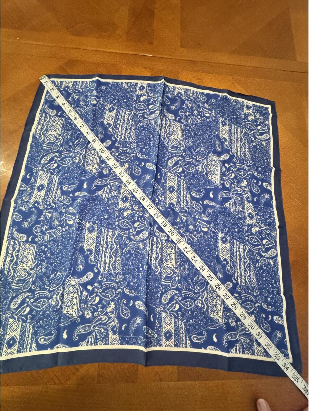 Blue and White Paisley Square Bandana Scarf 254 - Picture 3 of 3